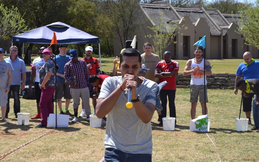 Hybrid team reconnecting at an in-person team building day