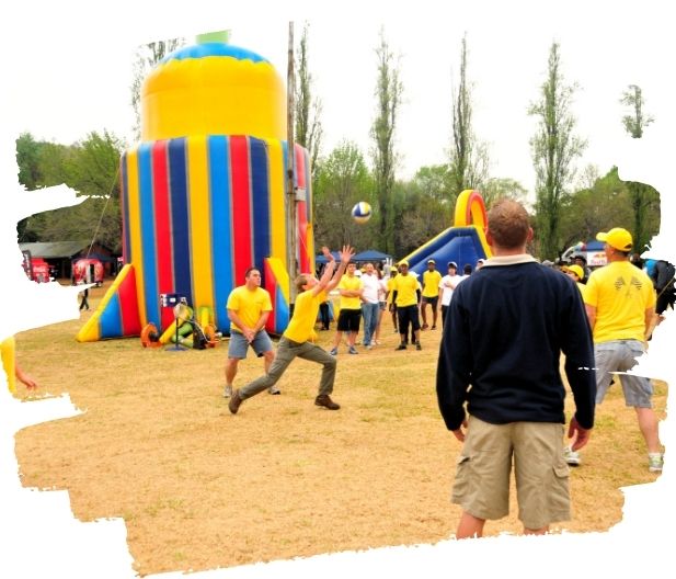 inflatable rocket setup